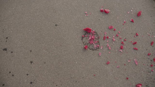 Ice heart fall and smash on small pieces