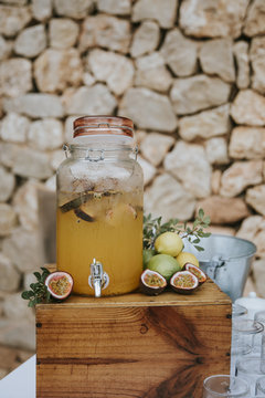jar with fresh lemonade
