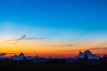 Colourful sunset for background. Dramatic sunset with  twilight colour sky and clouds.