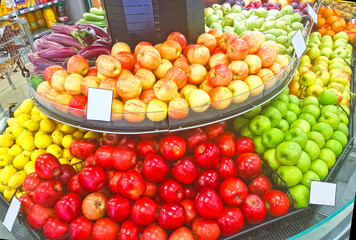 fruits apples lemons in super market