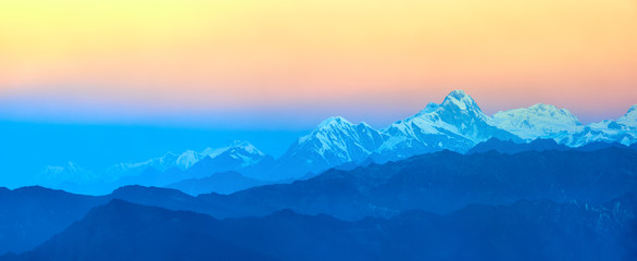 Panoramic view of winter mountains in national park Lantang, Nepal © soft_light