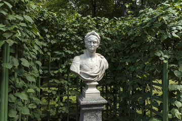 Statue of the Summer Garden "Roman emperor Nero". Copy. Old Public park "Summer Garden" in St. Petersburg, Russia