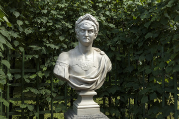 Statue of the Summer Garden "Roman emperor Nero". Copy. Old Public park "Summer Garden" in St. Petersburg, Russia