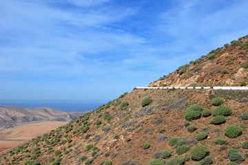 Picturesque landscape of the south-western part of Fuerteventura. Fuerteventura mountains. Wild areas of Fuerteventura, Canary Islands, Spain, Europe
