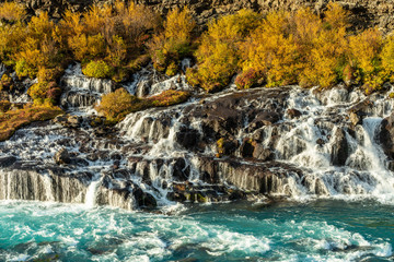 Beautiful waterfall with turquoise water