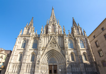 Fototapeta na wymiar Cathedral of the Holy Cross and Saint Eulalia in Gothic quarter, Barcelona, Spain