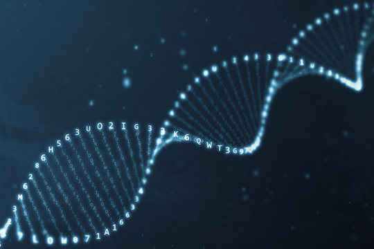 DNA rotation from hexadecimal code 3d illustration - Powered by Adobe