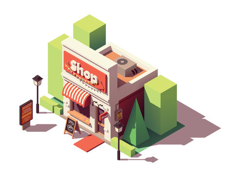 Vector isometric shop opening icon