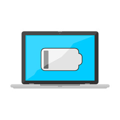 Laptop Icon Battery Low Empty Vector Illustration