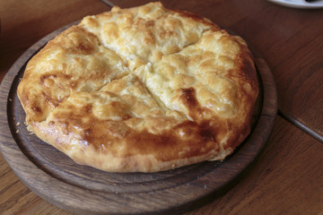 Pizza with cheese, Italian and Caucasian traditional appetizer, ready to eat, lifestyle.