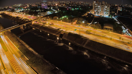 traffic in the city at night