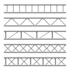 Steel truss girder seamless structure. Metal framework for billboard. Isolated vector set. Illustration of metal steel structure, frame construction industrial - obrazy, fototapety, plakaty