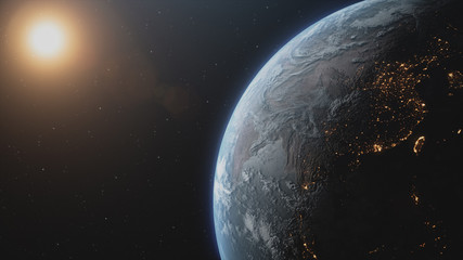 Fototapeta na wymiar Ultra Realistic Earth from Space 3d illustration