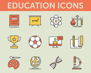 Education Colored Line Icons