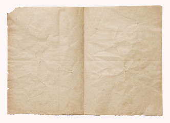 Isolated old vintage folded torn paper