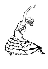 Stylized image of a beautiful woman dancing flamenco