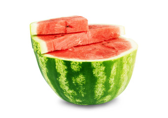 Ripe juicy watermelon on a white background