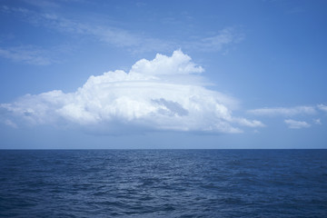 cloud over wavy ocean in sunny day