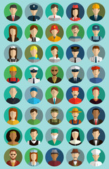 People of different occupations. Professions icons set. Flat design. Vector