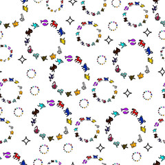 A pattern of colored circles. Zodiac signs. Icons