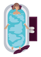 young woman in bathtub avatar character
