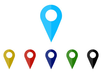 set colorful map pointer location pin icon marker flag symbol vector illustration