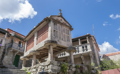 famous food storage house, so called Horreos in the village of Combarro, Pontevedra, Galicia, Spain