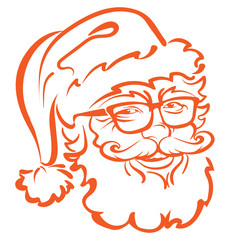 Santa Claus cartoon Christmas illustrations isolated on white. Hahd drawing, vector art