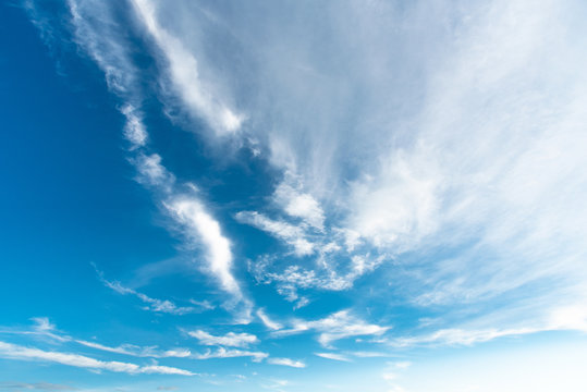 View of white soft Fluffy clouds and blue sky