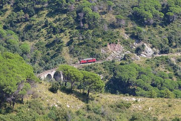 Narrow-gauge railway through the Ligurian Alps from Genoa to Casella - obrazy, fototapety, plakaty