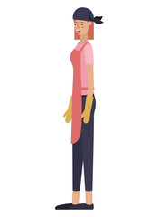 woman gardener with apron avatar character