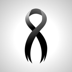Black ribbon symbol, icon.