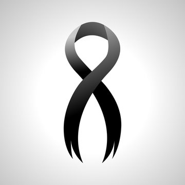 Black ribbon symbol, icon.