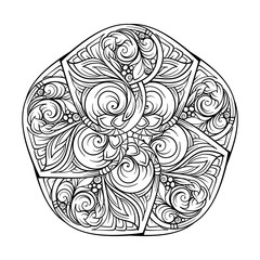 Vector abstract black and white ethnic mandala motif