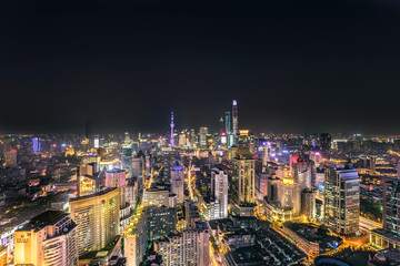 Fototapeta premium Shanghai skyline and cityscape at sunset 