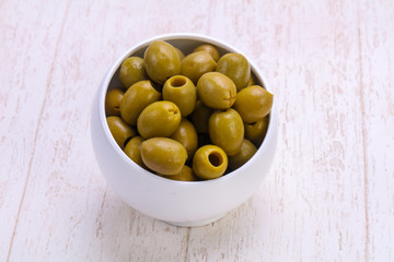 Pickled olives in the bowl
