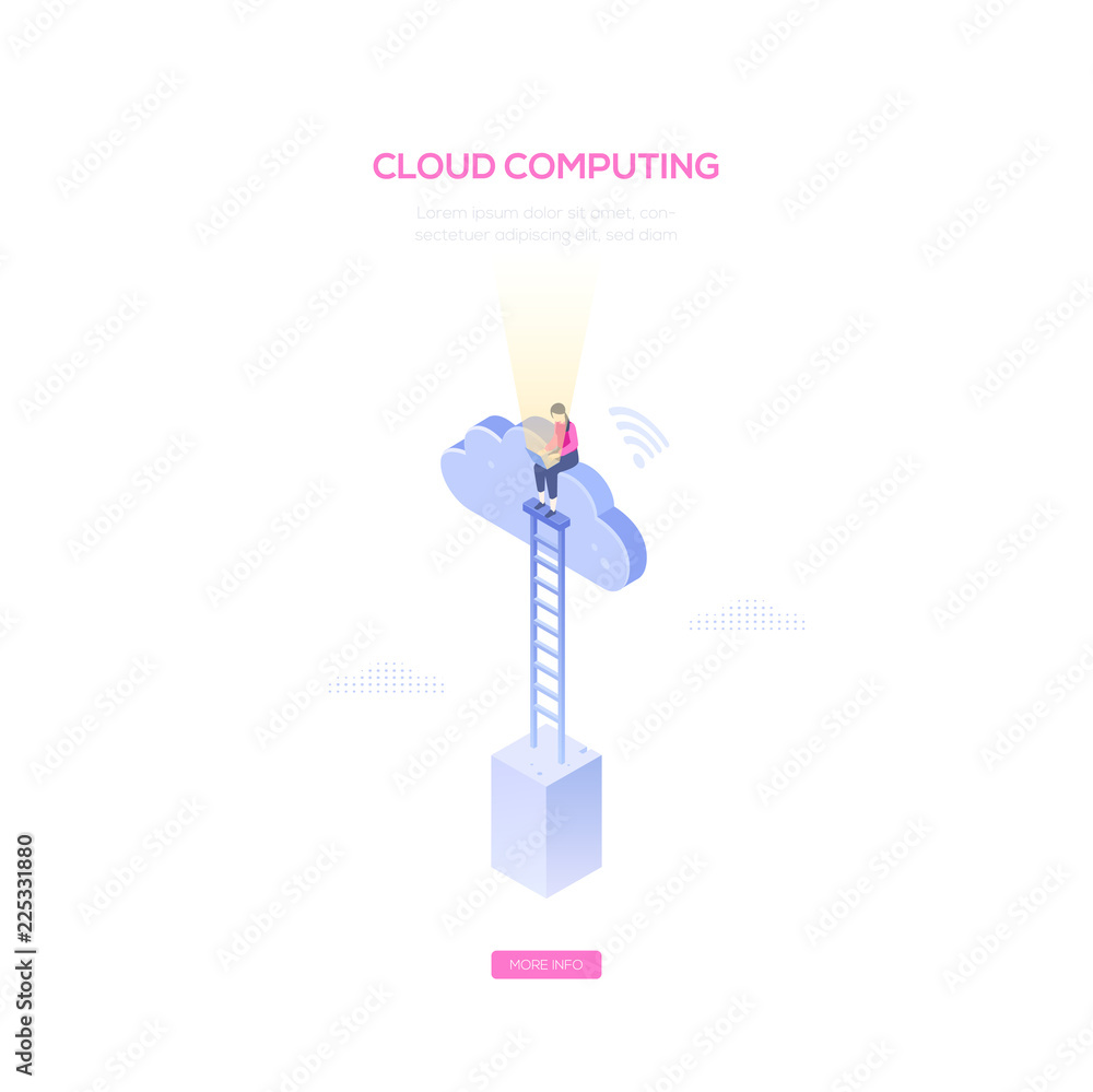 Poster cloud computing - modern isometric vector web banner