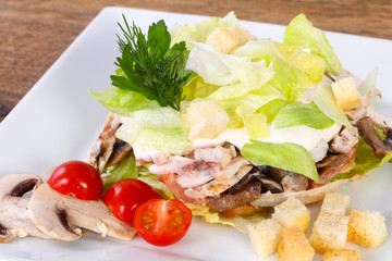 Ham and mushroom salad