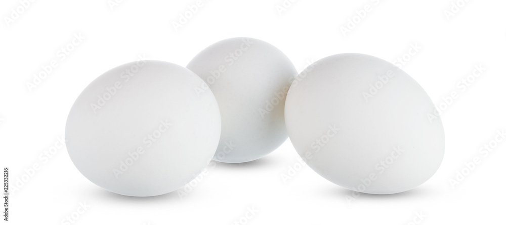 Wall mural group of whole white eggs isolated on white background