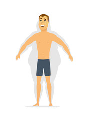 Fototapeta premium Weight loss - modern cartoon people characters illustration