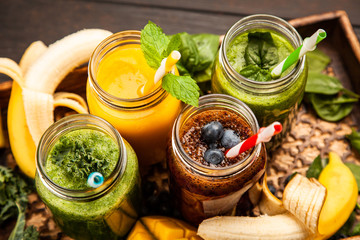 Assortment of smoothies