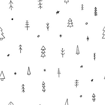Forest Christmas tree simple seamless pattern