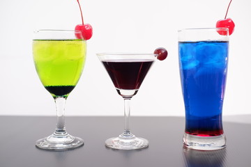 colorful summer alcoholic drinks and cocktail