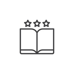 Favorite book outline icon. linear style sign for mobile concept and web design. Open book and rate stars simple line vector icon. Symbol, logo illustration. Pixel perfect vector graphics