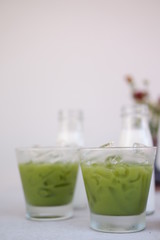 Iced green tea with milk