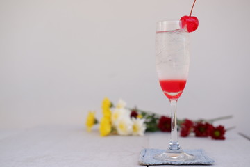 glass of sparkling cocktail
