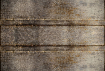 Eroded metal plates with rivets, abstract grunge background