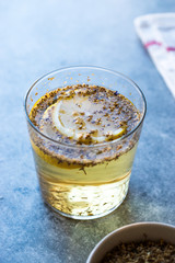 Elderflower Syrup with Lemon and Dried Elderberries