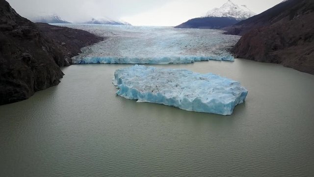 Aerial view of Perito Moreno glacier in Lago Argentino, Argentina.