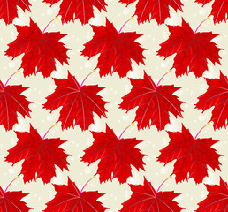 Seamless pattern with maple leaves in watercolors